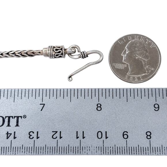 Estate Sterling Silver 925 Wheat Chain Hook Bracelet 8" - Picture 5 of 7